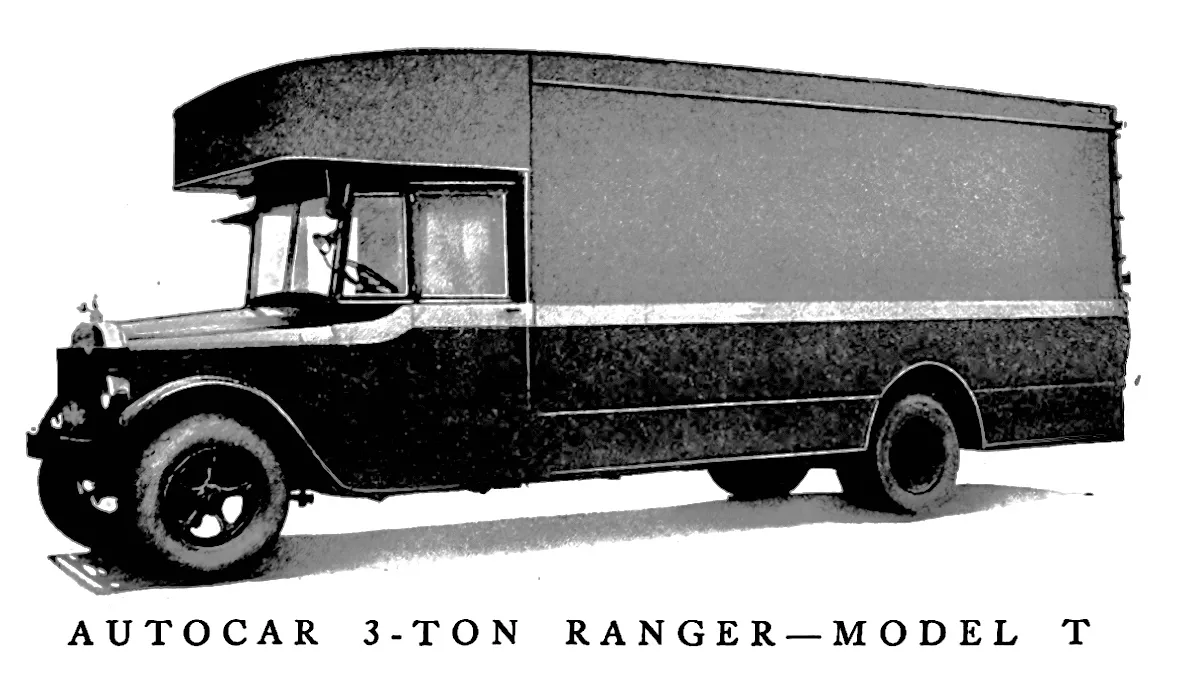 Трёхтонный Autocar Ranger модели T с фургоном — иллюстрация из того же ежегодника 1929 года