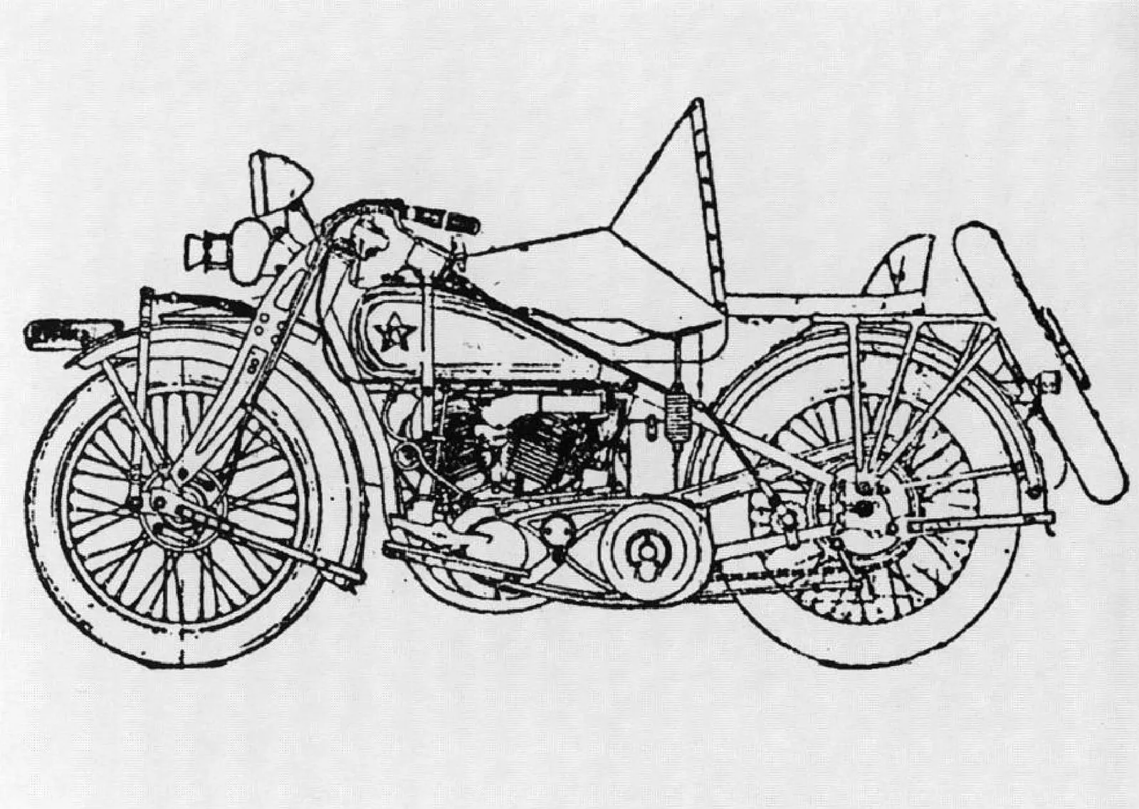 Мотоцикл марки «М» Харьковского автосборочного завода, 1930–1931 годы (рисунок)