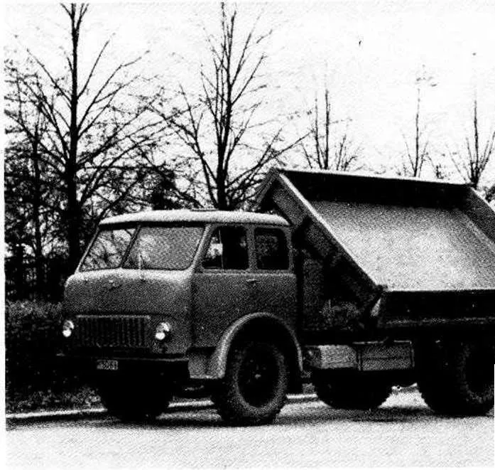 Опытный самосвал МАЗ-511 с разгрузкой на сторону, 1966 год