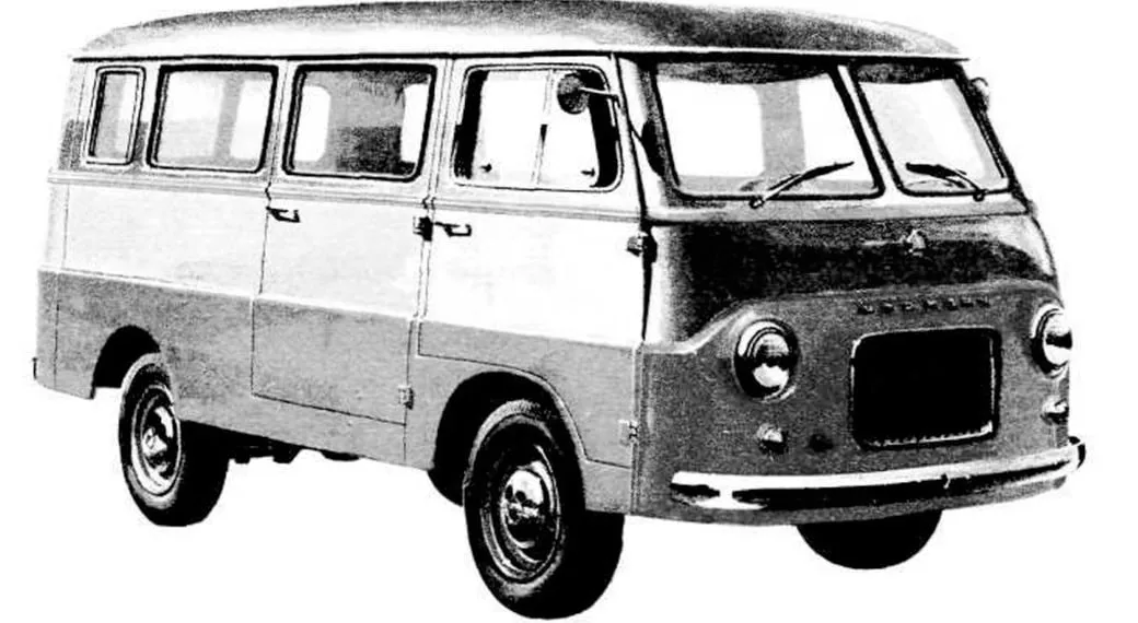 Опытный «Москвич-А9», 1957 год: вид спереди и справа