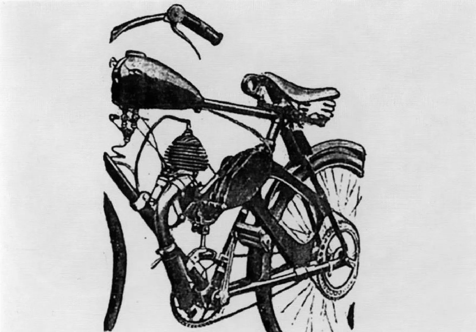 Велосипед с подвесным мотором завода имени Энгельса, Ленинград, 1935 год
