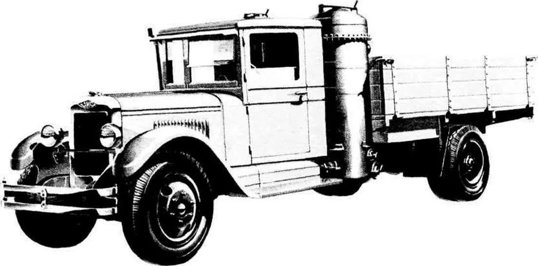 Газогенераторный ЗИС-13 на длиннобазном шасси ЗИС-11, 1936 год